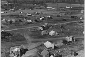 WPA era photo of migrant labor camps near Sacramento CA