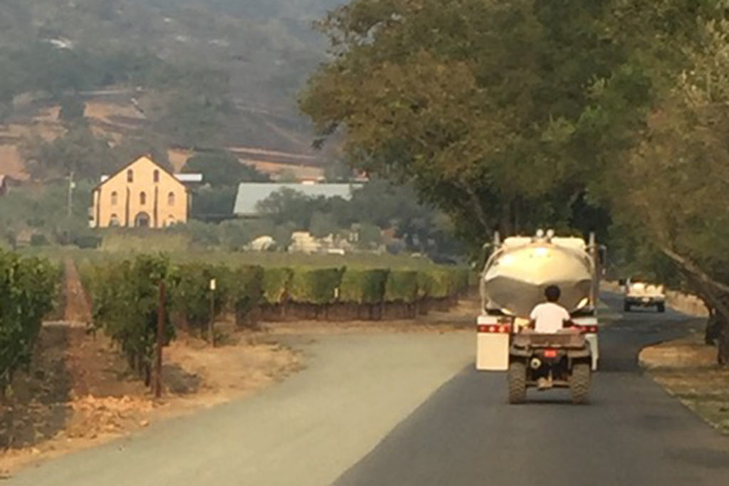 Jake following the water tanker