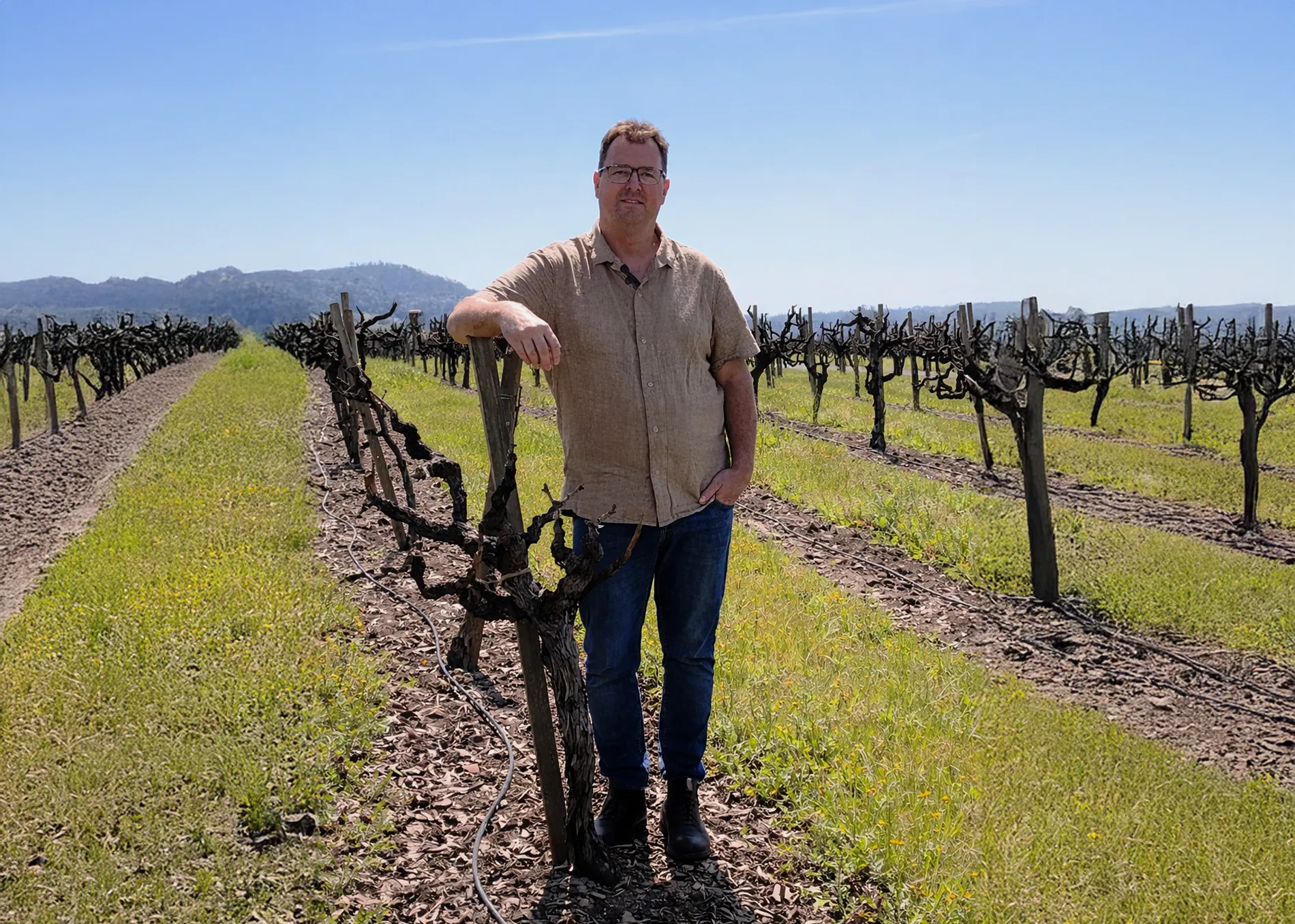 Bill Nancarrow in the vineyard